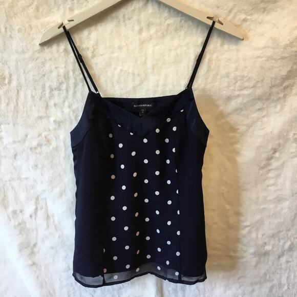 Banana Republic Navy Polka Dot Spaghetti Tank Top - Picture 1 of 13